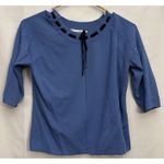 Joseph A  Women's Vintage 3/4Sleeve Blue Stretch Blouse Ribbon Accent Size Medium Photo 0