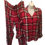Victoria's Secret Victoria’s Secret Red Pink Black Plaid Flannel Pajama Set Sz. M Cozy Fall Winter Photo 1