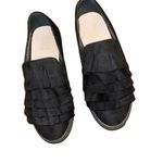 Journee Collection  Glint Women’s Ruffle Slip On Shoes Black Suede Size 6.5 Photo 4