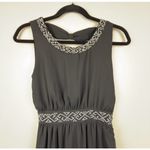 Lulus Black Maxi Dress Geometric Embellishment Back Bow Cutout V Neck Sleeveless Photo 2