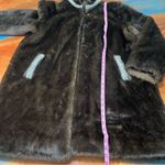 Luxe Brown Faux Fur Coat Beaded Silver Accents size 1X Photo 8