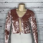 Blue Leopard Size 1X Pink Long Sleeve Tie Front Velvet Cardigan Shrug Photo 1