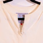 Dovima Cotton Linen Silk Quarter Button Pullover Ruffle Sleeve Blouse Ivory Photo 1