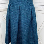 Coldwater Creek Shimmer Tweed Pleated A Line Skirt Teal Blue 6 Photo 0