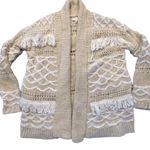 Lucky Brand Cardigan Women’s Size M Fringe Open Chunky Boho Crochet Pock… Photo 1