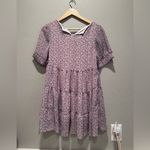 Hazel Flowy Purple Floral Tiered Mini Dress Size XS Photo 3
