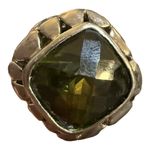 None Pristine Sterling Silver .925 10ct Genuine Checkerboard Green Topaz Ring Size 9 Photo 5