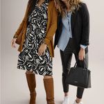 Nine West Black and White Abstract Long Sleeve Dress Photo 4