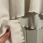 American Eagle White Waffle Knit Cropped Long Sleeve Top Photo 1