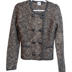 CAbi  Ritz Double Breasted Tweed Sweater Jacket Chunky Knit Brown Gray Size S Photo 0