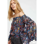 Free People Free Spirit Off The Shoulder Top Size Small Floral Bell Sleeve Photo 5