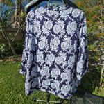 NEW Carole Little Woman Linen Button Down Blouse 1X Blue Photo 5