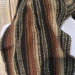 La Fiorentina 100% Acrylic Loose Knit Rolled Fringed Scarf Dark Autumn Colors Brown Photo 5