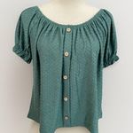Philosophy Womens Size XS Green Swiss Dot Puffed Sleeve Blouse Bohemian Photo 0