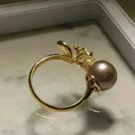 Boutique 10mm Custom Made Genuine Pearl Clover Ring Photo 2