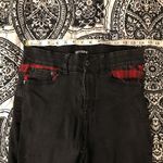 Hot Topic  Distressed Black Jeans Ripped Knees Plaid Top Design High Waist Photo 11
