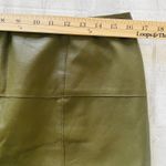 Worth New York Fern Green Leather Seamed Slim Zippered Lined Midi Skirt Luxe 10 Photo 3