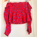 Intermix ‎ Nicola Off Shoulder Top US 4 Night Out Date Floral Romantic Red Photo 4