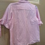NWT Tamara H. Pink Striped Tie Short Sleeve Shirt Size M Photo 5