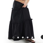 Monki NWT  Black Tiered Maxi Skirt with Ruffle Details, Size M Photo 1