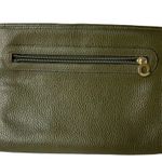 Karina Firenze Pebbled Olive Leather Clutch Made In Italy Some Interior Wear Green Photo 1