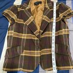 BCBGMAXAZRIA Multicolor Plaid Short Sleeve Blazer Photo 4