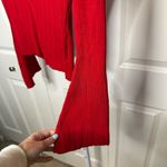 Red Ribbed Knit Zip Up Cardigan Bell Sleeve Cropped Sweater Top‎ Size M Photo 1