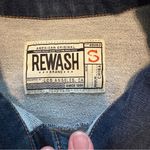 REWASH  Denim Jacket Womens Small Blue Trucker Jean Dark Wash Button Front Photo 5