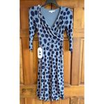 Boden USA Boden Blue Polka Dot V Neck Dress 3/4 Sleeves Women's Size 4 Long US, 8L UK Photo 4