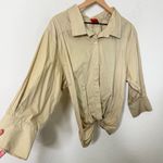 Alix NYC Loretta Knot Hem Cotton Shirt in Tan Womens Size M Size M Photo 4