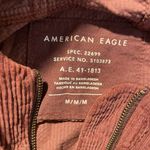 American Eagle  Jacket Womens Medium Corduroy Maroon Full Zip Fitted Hooded Fall Photo 1