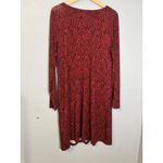 Garnet Hill NWT Red Black Leaf Print Long Sleeve V Neck Button Midi Dress Medium Photo 6