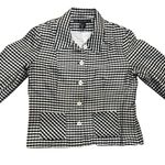 SILKLAND Black White Gingham Check Button Front Blazer Jacket Pockets Size 4 Photo 0