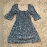 Topshop  floral puffy shirt sleeves mini denim dress, size 10, babydoll, Y2K Photo 1