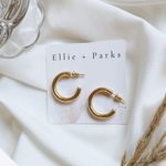 18K Gold tube hoop earrings Photo 1