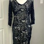 MARINA Navy Blue Open Back Lace Sequined Dress Womens Size 12 NWT Photo 0