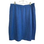 St. John ST.‎ JOHN 3 Piece Blue White Knit Suit Gold Button Jacket Size 8 Skirt Size 14 Photo 12