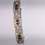 Elegant Vintage Silver Tone and Red Crystal Hair Clip Photo 3