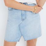Madewell  Rigid Denim A-Line Mini Skirt Cutout Edition Light Wash Denim Size 28 Photo 0