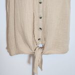 French Laundry Tan Cotton Gauze Sleeveless Button-Down Top with Tie Size Large Photo 3