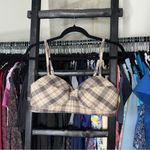 Favorite Daughter Ex Boyfriend Plaid Bra Top Brown Beige Size XL Photo 8