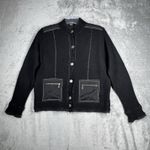 Chico's Jacket Womens Medium Black 100% Wool Neutral Minimalist Bohemian Vintage Photo 1