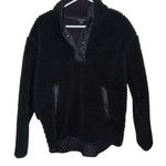 Athleta Cozy Sherpa Snap Sweatshirt Pullover Black Small‎ Quilted Cozy Fleece Photo 0