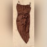 House Of CB NWOT  Reva Satin Gathered Toffee Brown Corset Dress sz S Photo 4