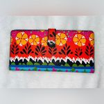 Vera Bradley Rio Stripe Slim Trifold Floral Leather Wallet Photo 0
