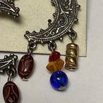 Crescent Legends Moon Shape Silver Tone Metal Pierced Post Earrings with Dangles Photo 9