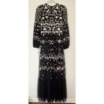 Mac Duggal Floral Embellished Tiered Tulle Gown Ruffle Trim and Poet Sleeves 4 Photo 3