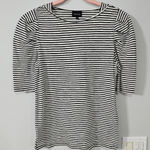 Who What Wear  Black and White Puff Fitted 3/4 Sleeve T-Shirt Photo 0