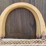 Anthropologie Vintage Woven Straw Handbag with Wooden Handles Photo 4