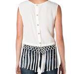 Miss Me White Lace Crochet Tassel Fringe Sleeveless Top Size Large Photo 1